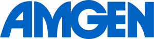 Blue Block Text Spelling AMGEN